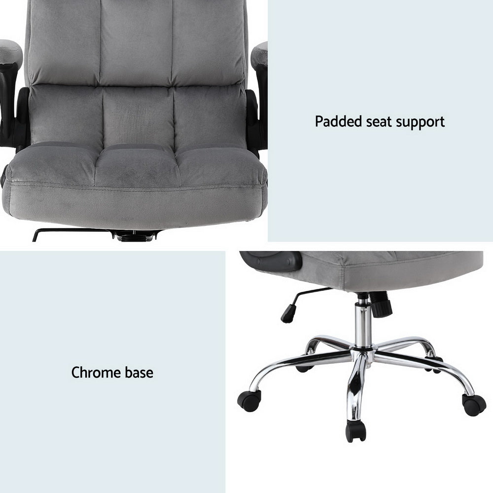 Office Chair Velvet Seat Racing Gaming Computer Desk Chairs Armrest Grey - Furniture > Office > Office & Desk Chairs - Rivercity House & Home Co. (ABN 18 642 972 209) - Affordable Modern Furniture Australia