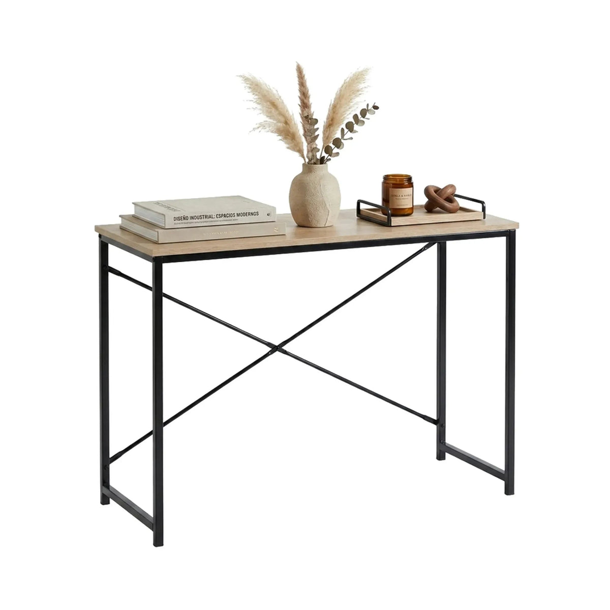 Office Desk Computer Table 100cm Metal Frame Rustic - Brown - Furniture > Office > Desks - Rivercity House & Home Co. (ABN 18 642 972 209) - Affordable Modern Furniture Australia