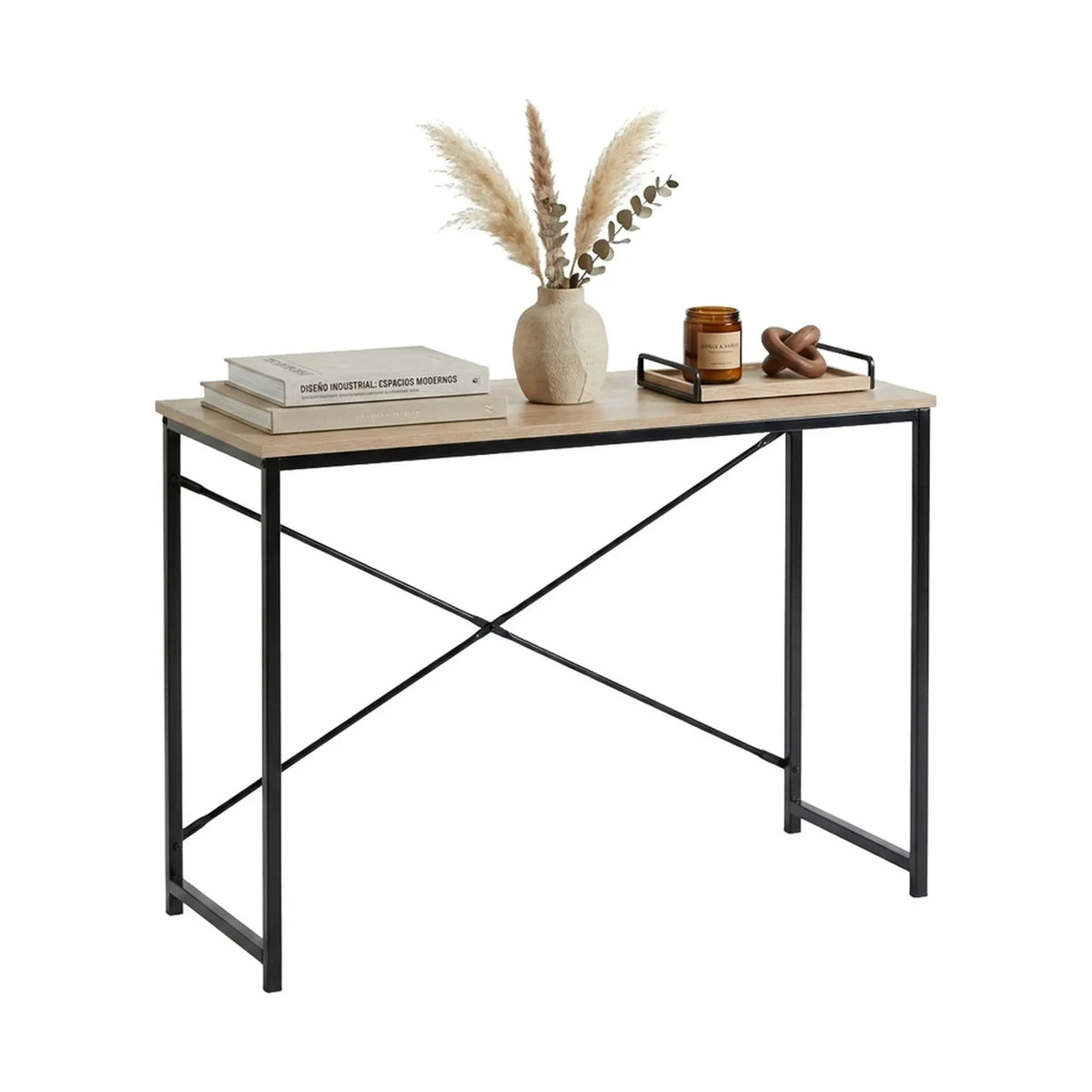 Office Desk Computer Table 100cm Metal Frame Rustic - Brown - Furniture > Office > Desks - Rivercity House & Home Co. (ABN 18 642 972 209) - Affordable Modern Furniture Australia