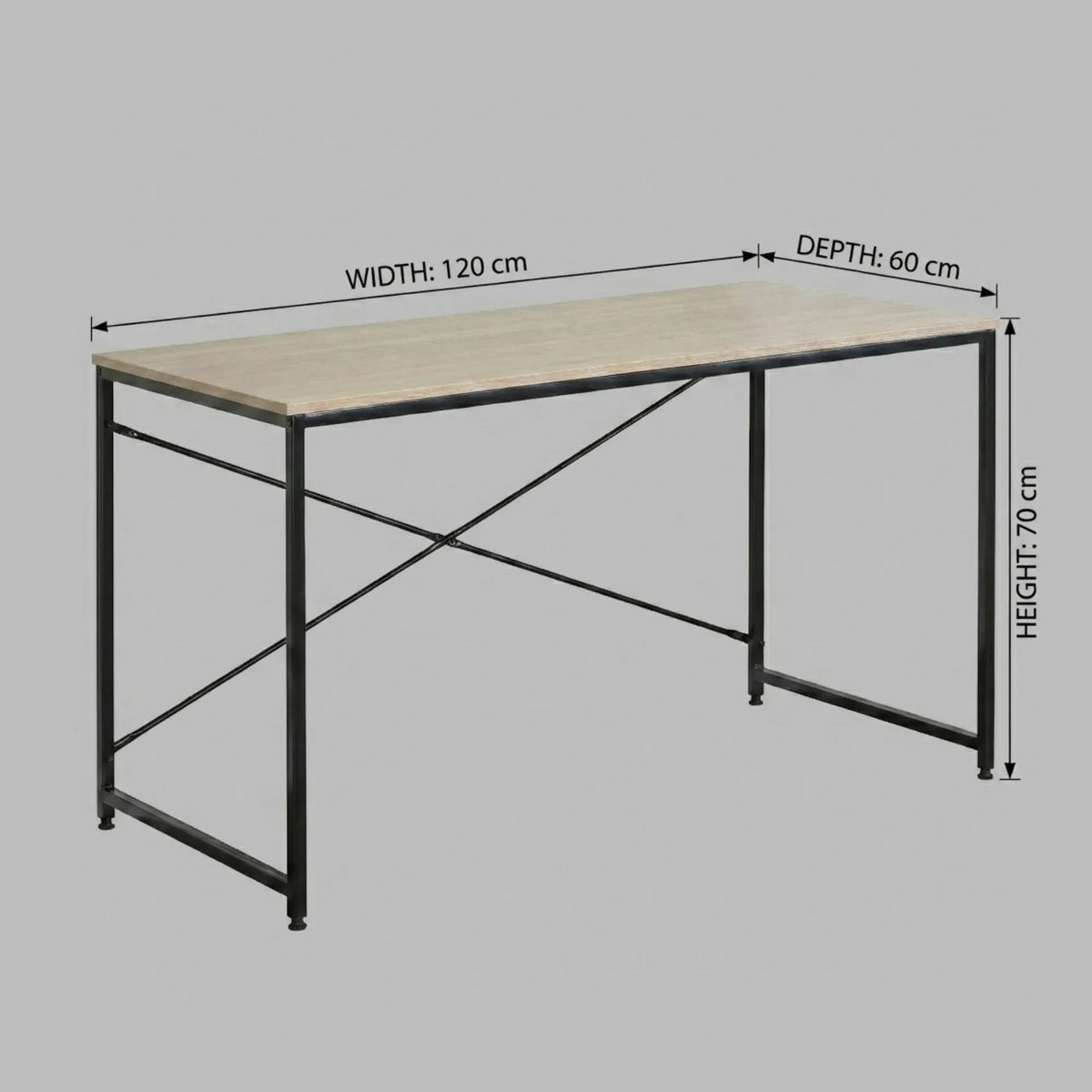 Office Desk Computer Table 120cm Metal Frame Rustic Oak - Brown - Furniture > Office > Desks - Rivercity House & Home Co. (ABN 18 642 972 209) - Affordable Modern Furniture Australia