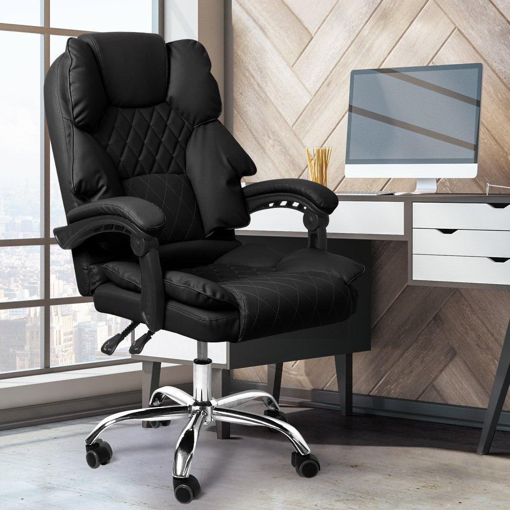 Office Gaming Chair with Adjustable Height and Recline - Black - Rivercity House & Home Co. (ABN 18 642 972 209) - Affordable Modern Furniture Australia