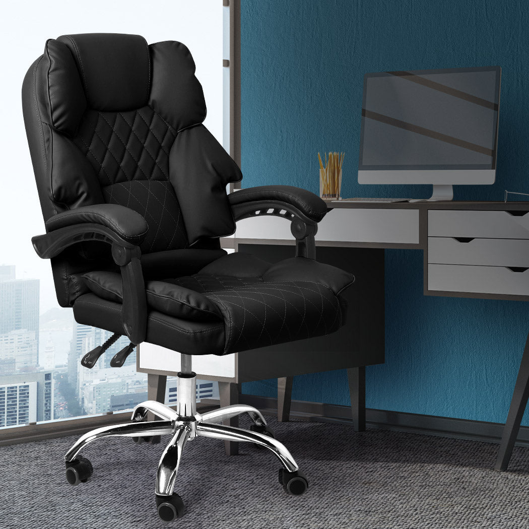Office Gaming Chair with Adjustable Height and Recline - Black - Rivercity House & Home Co. (ABN 18 642 972 209) - Affordable Modern Furniture Australia