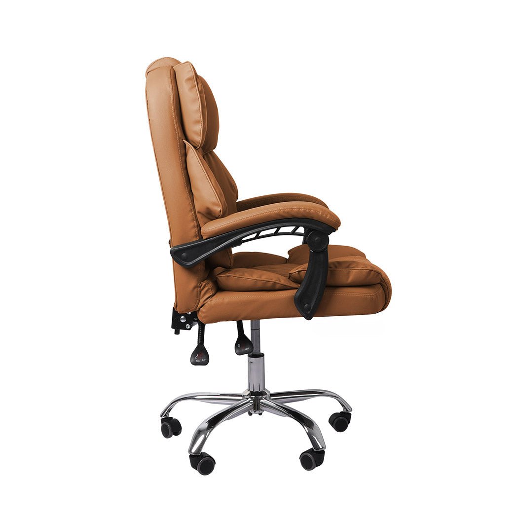 Office Gaming Chair with Adjustable Height and Recline - Brown - Rivercity House & Home Co. (ABN 18 642 972 209) - Affordable Modern Furniture Australia