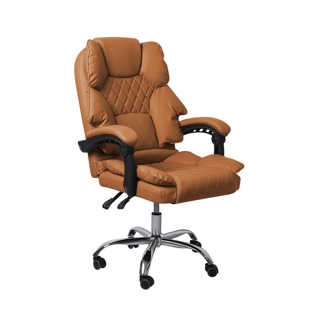 Office Gaming Chair with Adjustable Height and Recline - Brown - Rivercity House & Home Co. (ABN 18 642 972 209) - Affordable Modern Furniture Australia
