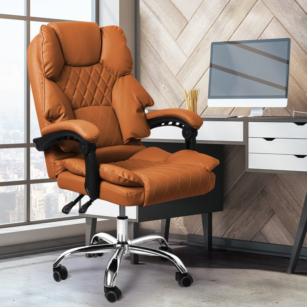 Office Gaming Chair with Adjustable Height and Recline - Brown - Rivercity House & Home Co. (ABN 18 642 972 209) - Affordable Modern Furniture Australia