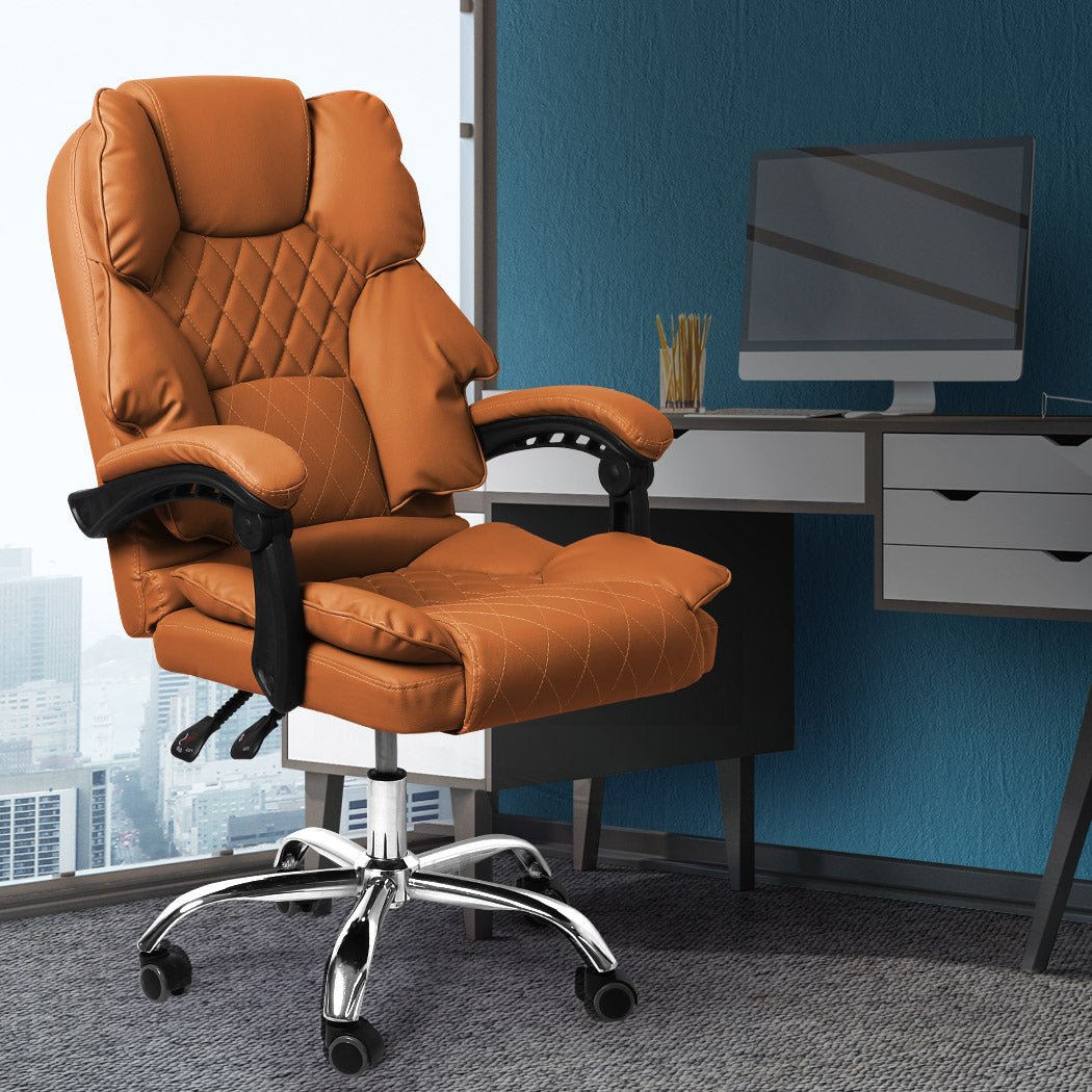 Office Gaming Chair with Adjustable Height and Recline - Brown - Rivercity House & Home Co. (ABN 18 642 972 209) - Affordable Modern Furniture Australia
