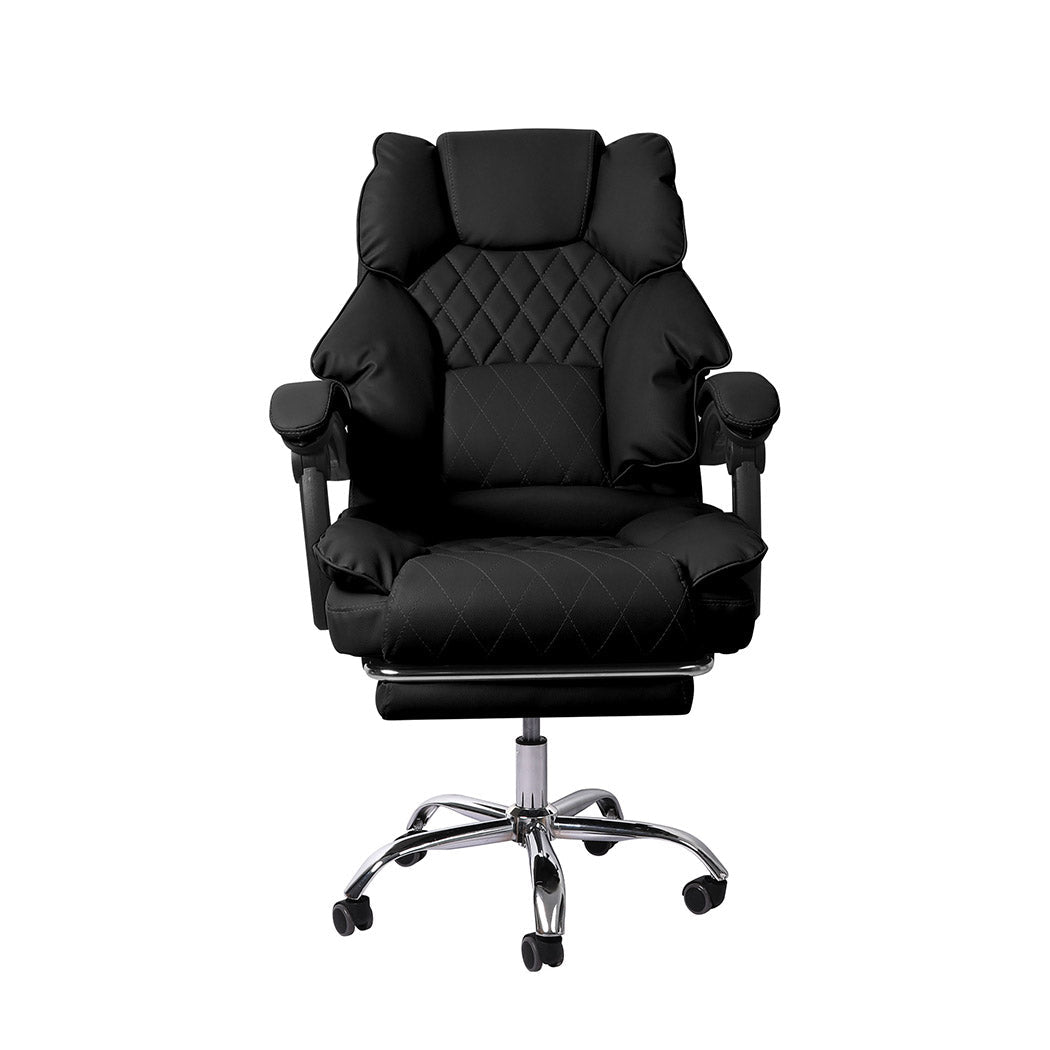 Office Gaming Chair with Footrest and Adjustable Height - Black - Rivercity House & Home Co. (ABN 18 642 972 209) - Affordable Modern Furniture Australia