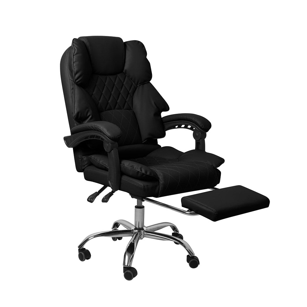 Office Gaming Chair with Footrest and Adjustable Height - Black - Rivercity House & Home Co. (ABN 18 642 972 209) - Affordable Modern Furniture Australia