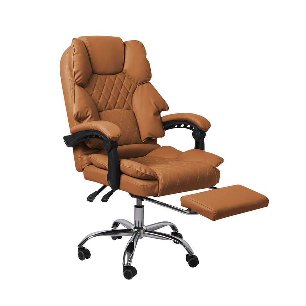 Office Gaming Chair with Footrest and Adjustable Height - Brown - Rivercity House & Home Co. (ABN 18 642 972 209) - Affordable Modern Furniture Australia