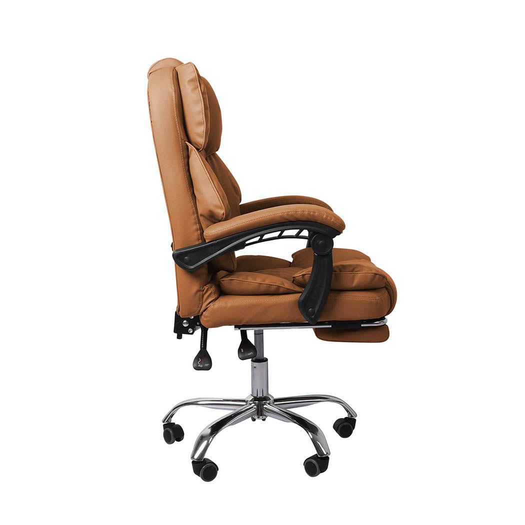 Office Gaming Chair with Footrest and Adjustable Height - Brown - Rivercity House & Home Co. (ABN 18 642 972 209) - Affordable Modern Furniture Australia