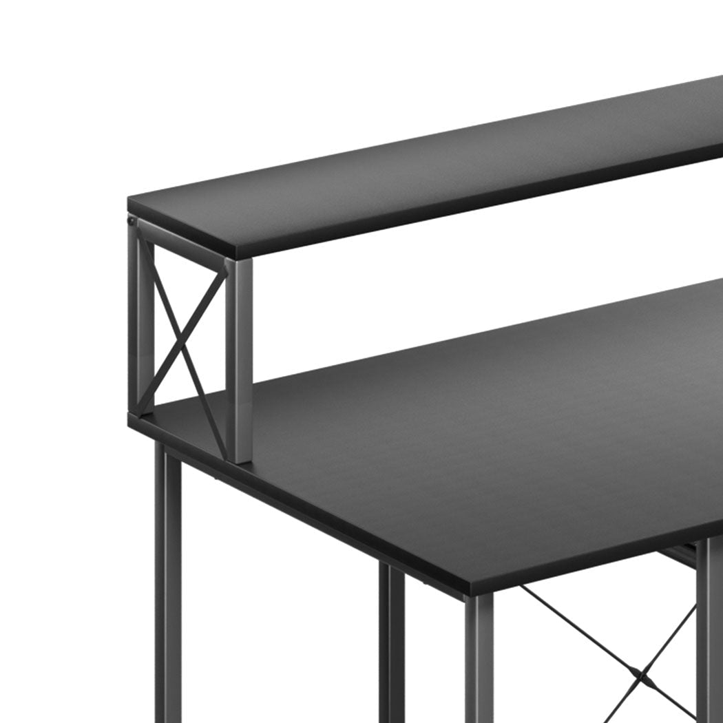 Office Gaming Computer Desk with Monitor Stand and Storage - Black - Rivercity House & Home Co. (ABN 18 642 972 209) - Affordable Modern Furniture Australia