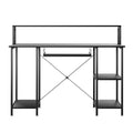 Office Gaming Computer Desk with Monitor Stand and Storage - Black