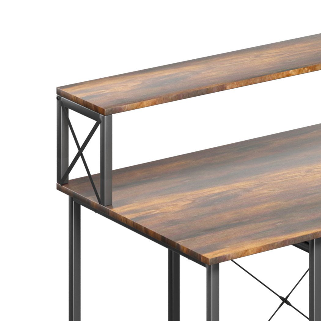 Office Gaming Computer Desk with Monitor Stand and Storage - Brown - Rivercity House & Home Co. (ABN 18 642 972 209) - Affordable Modern Furniture Australia