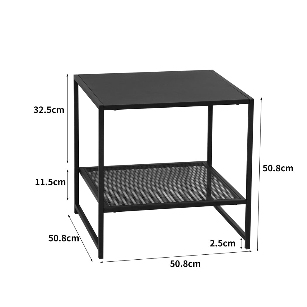 Open Two - Tier Side Table Sofa End Table - Black - Rivercity House & Home Co. (ABN 18 642 972 209) - Affordable Modern Furniture Australia