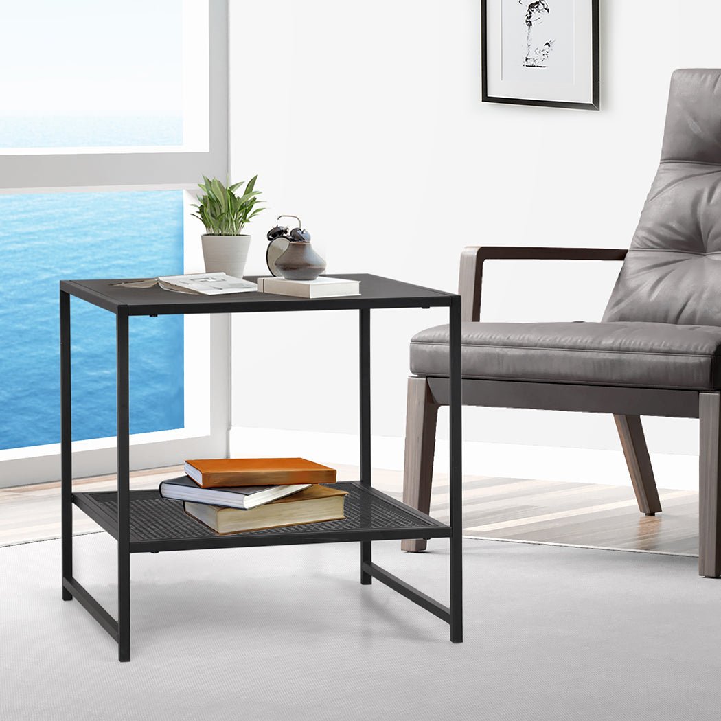 Open Two - Tier Side Table Sofa End Table - Black - Rivercity House & Home Co. (ABN 18 642 972 209) - Affordable Modern Furniture Australia