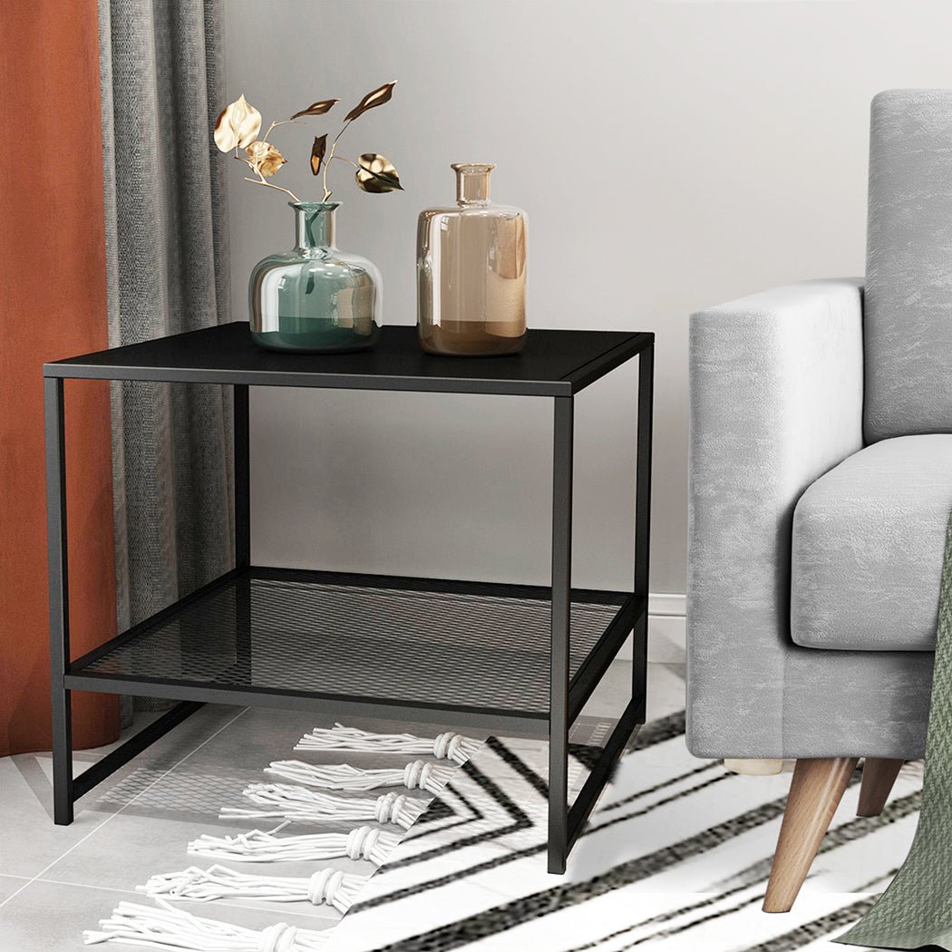 Open Two - Tier Side Table Sofa End Table - Black - Rivercity House & Home Co. (ABN 18 642 972 209) - Affordable Modern Furniture Australia