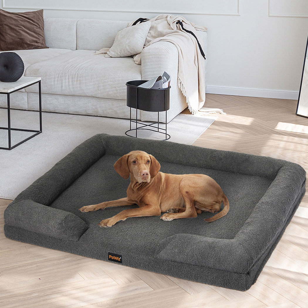 Orthopaedic Memory Foam Pet Sofa Bed with Raised Rim - Grey - Rivercity House & Home Co. (ABN 18 642 972 209) - Affordable Modern Furniture Australia