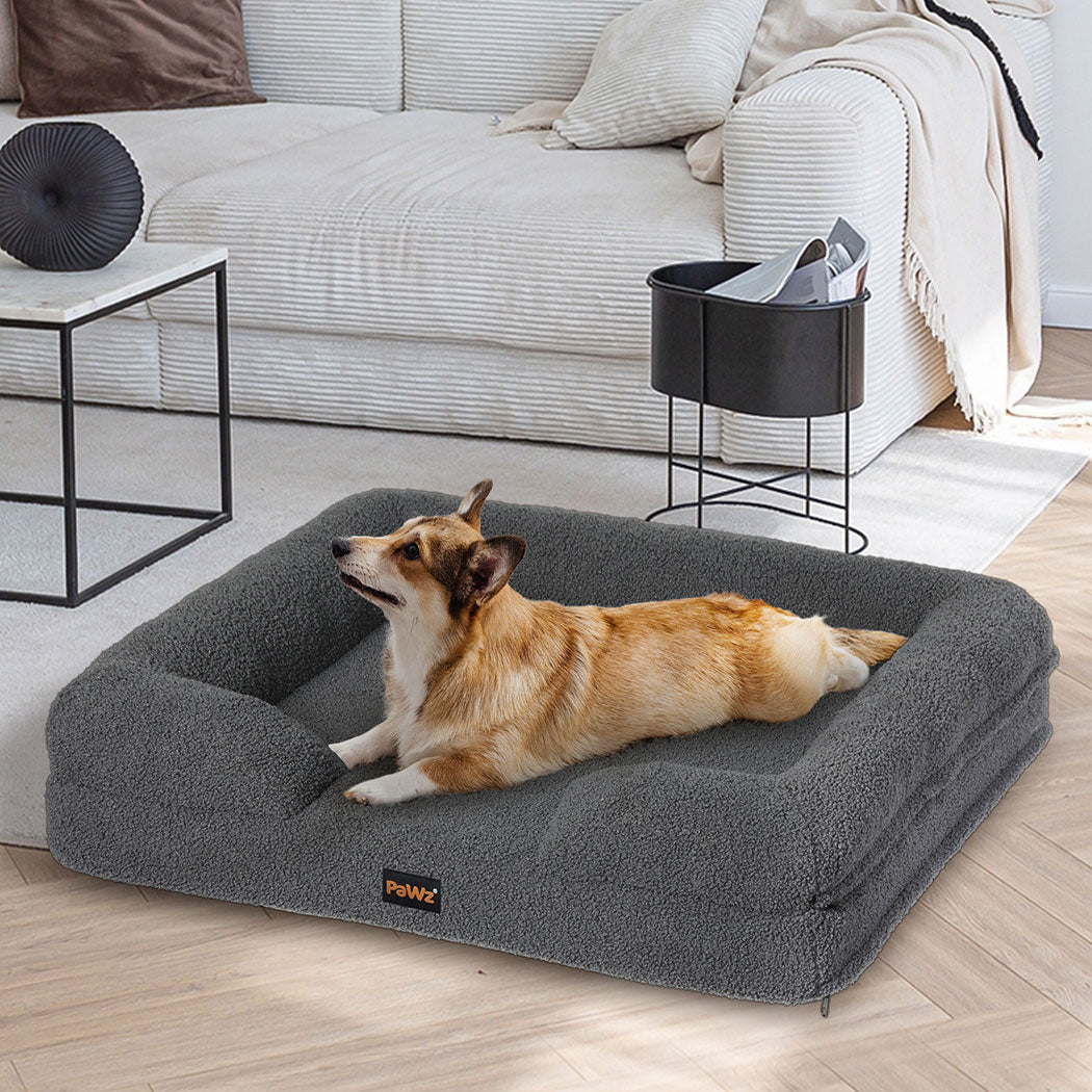 Orthopaedic Memory Foam Pet Sofa Bed with Raised Rim - Grey - Rivercity House & Home Co. (ABN 18 642 972 209) - Affordable Modern Furniture Australia