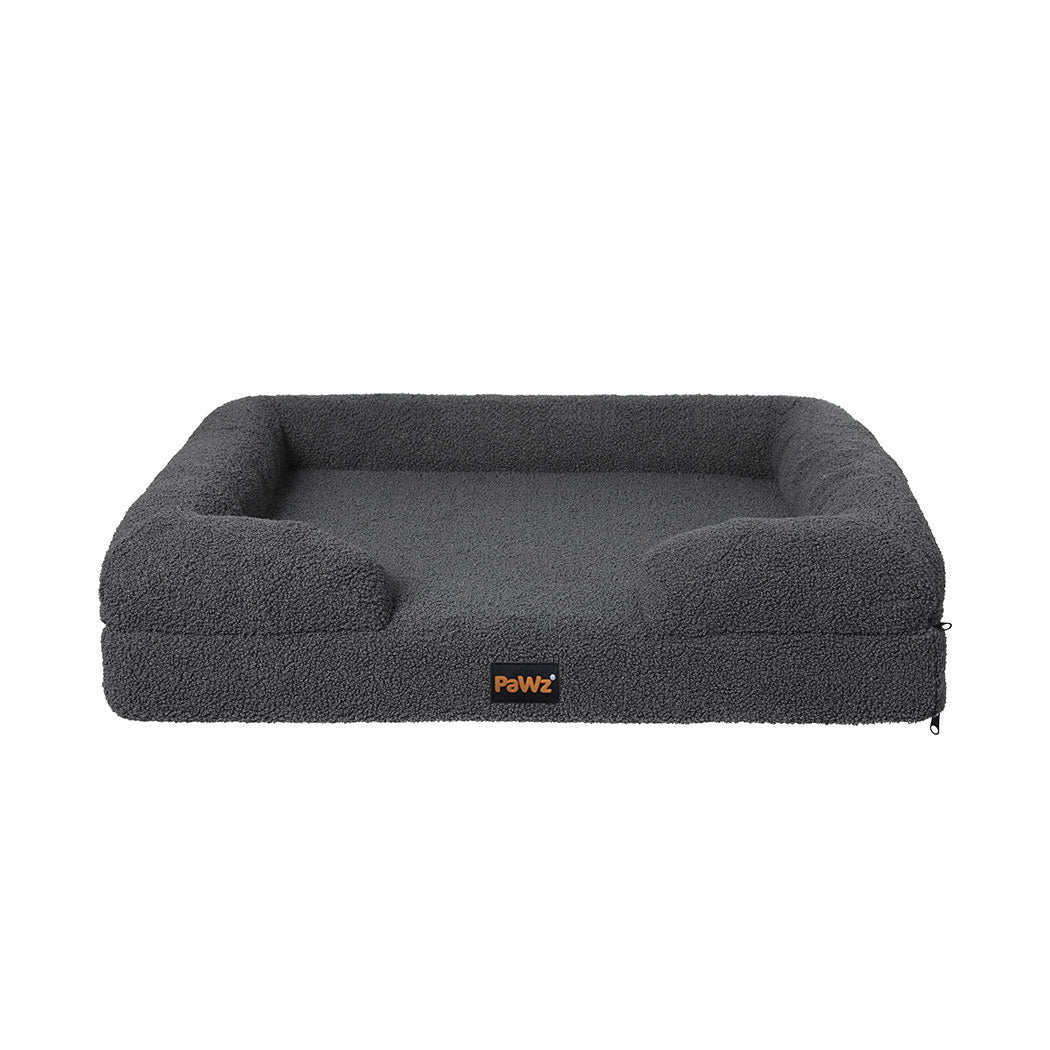 Orthopaedic Memory Foam Pet Sofa Bed with Raised Rim - Grey - Rivercity House & Home Co. (ABN 18 642 972 209) - Affordable Modern Furniture Australia
