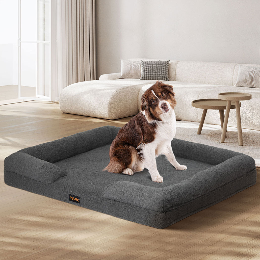 Orthopaedic Memory Foam Pet Sofa Bed with Raised Rim - Grey - Rivercity House & Home Co. (ABN 18 642 972 209) - Affordable Modern Furniture Australia