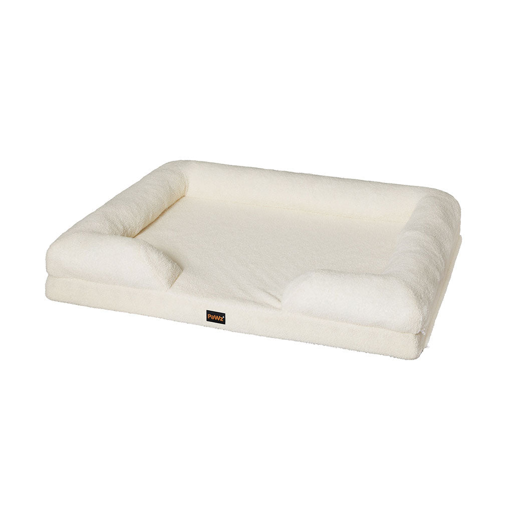Orthopaedic Memory Foam Pet Sofa Bed with Raised Rim - White - Rivercity House & Home Co. (ABN 18 642 972 209) - Affordable Modern Furniture Australia