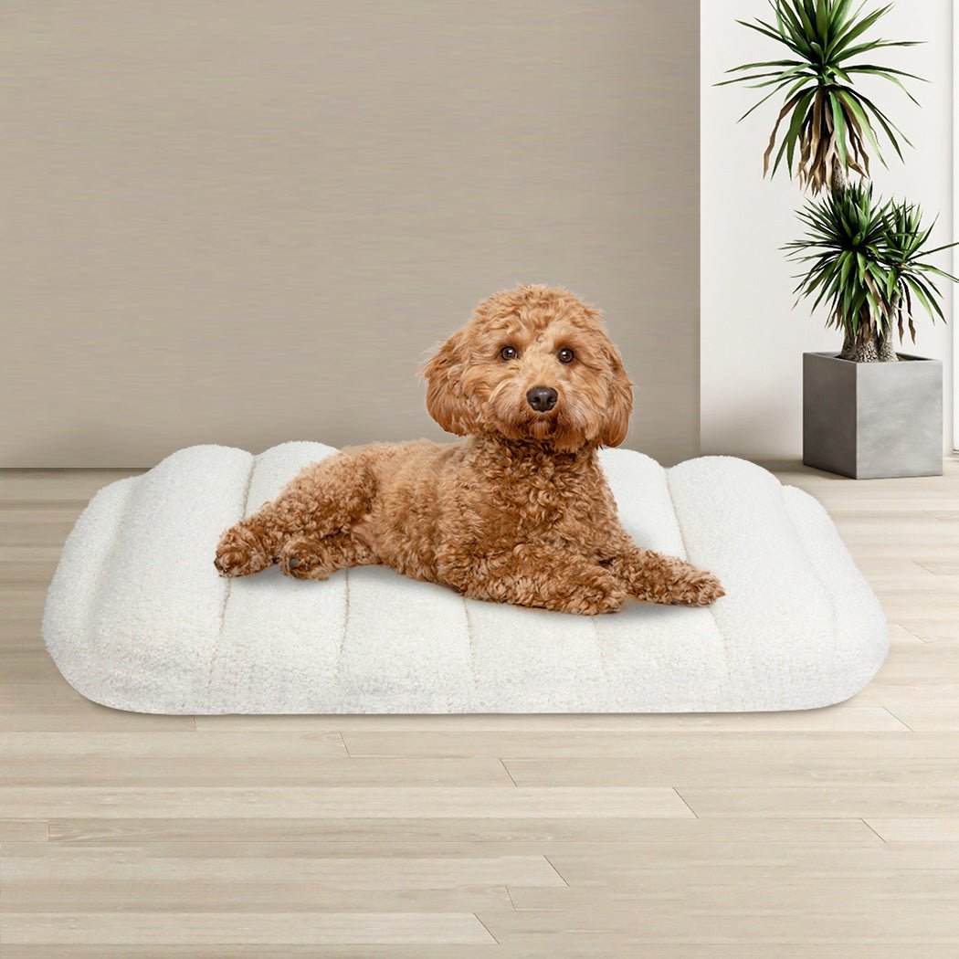 Orthopedic Dog Bed M Size with Removable Sherpa Plush Cover - White - Rivercity House & Home Co. (ABN 18 642 972 209) - Affordable Modern Furniture Australia