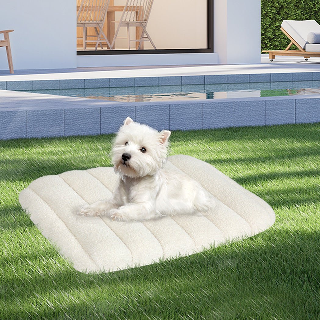 Orthopedic Dog Bed M Size with Removable Sherpa Plush Cover - White - Rivercity House & Home Co. (ABN 18 642 972 209) - Affordable Modern Furniture Australia