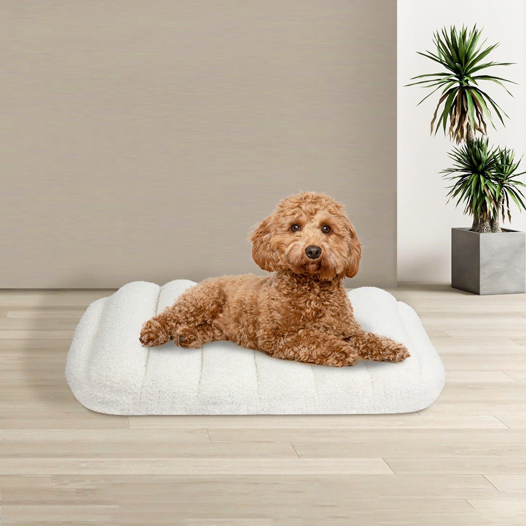 Orthopedic Dog Bed S Size with Sherpa Plush Removable Cover - White - Rivercity House & Home Co. (ABN 18 642 972 209) - Affordable Modern Furniture Australia