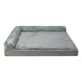Orthopedic L-Shaped Memory Foam Dog Bed with Neck Support - Grey