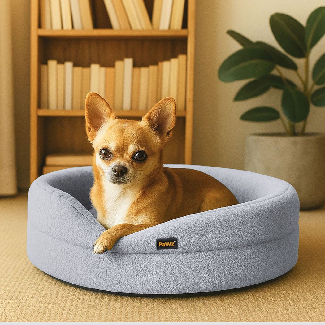 Orthopedic Memory Foam Calming Dog Bed with Bolstered Sides - Light Grey - Rivercity House & Home Co. (ABN 18 642 972 209) - Affordable Modern Furniture Australia