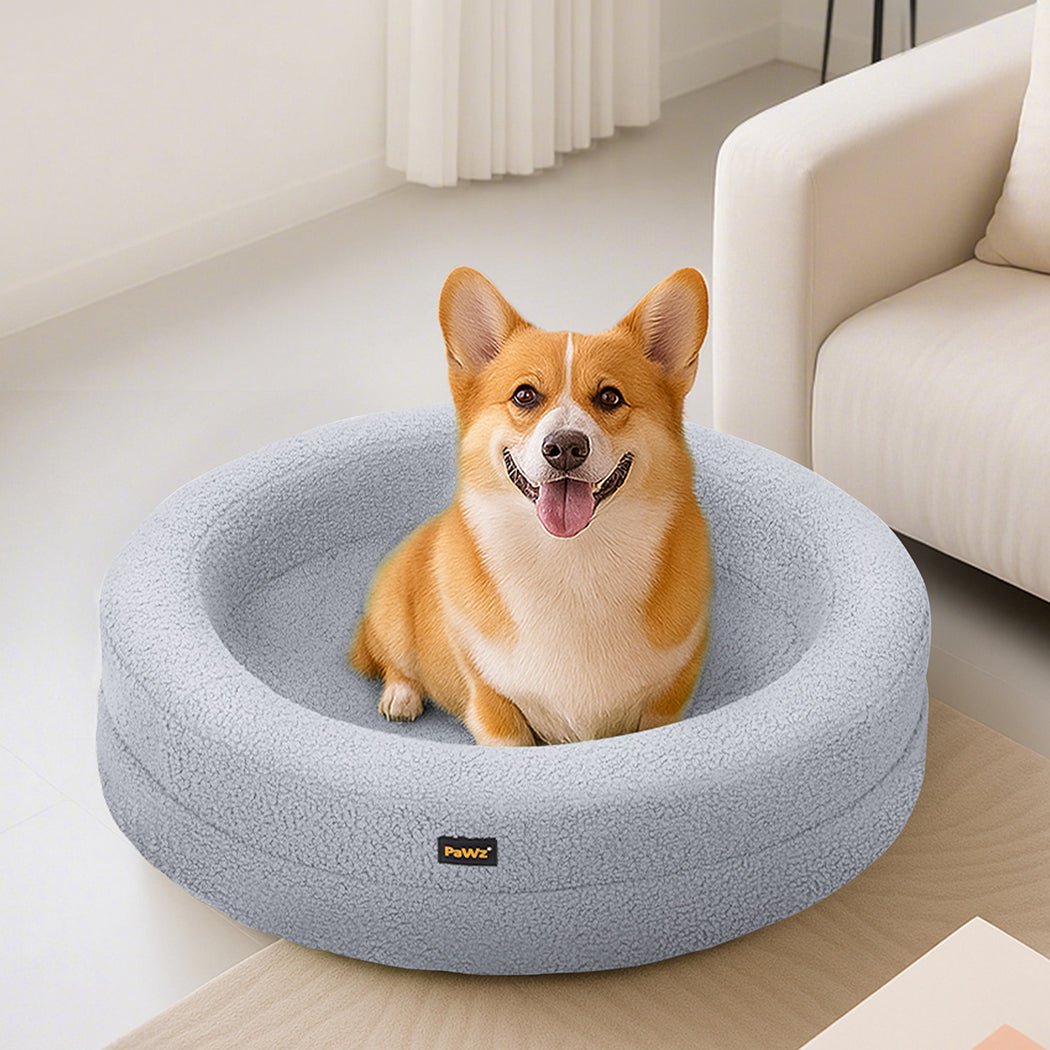Orthopedic Memory Foam Calming Dog Bed with Bolstered Sides - Light Grey - Rivercity House & Home Co. (ABN 18 642 972 209) - Affordable Modern Furniture Australia