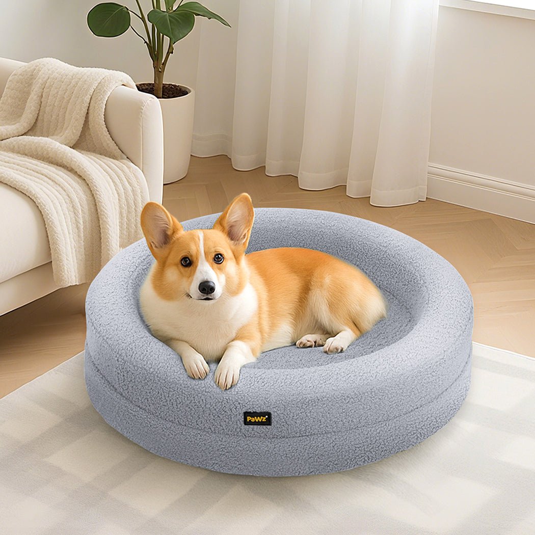 Orthopedic Memory Foam Calming Dog Bed with Bolstered Sides - Light Grey - Rivercity House & Home Co. (ABN 18 642 972 209) - Affordable Modern Furniture Australia