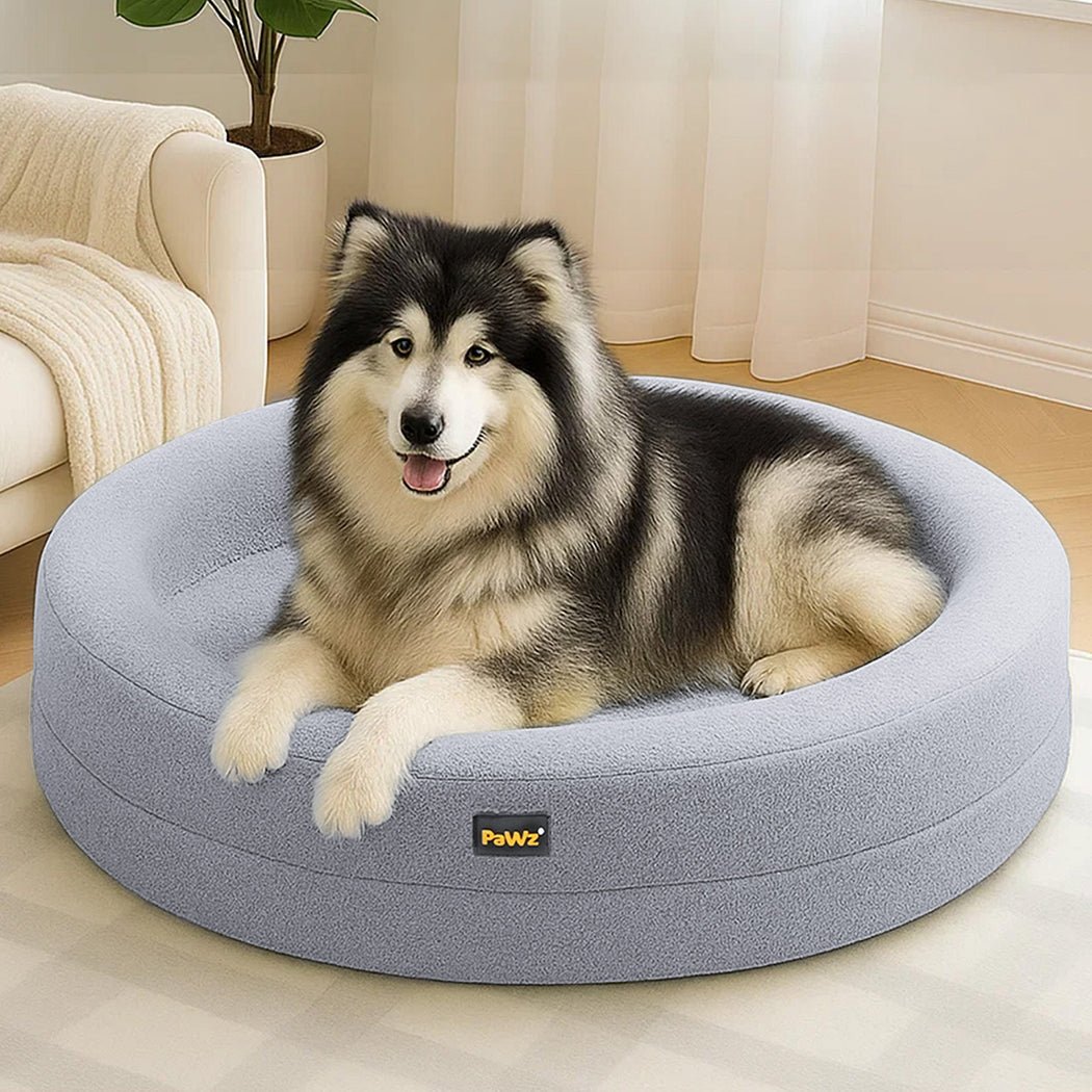 Orthopedic Memory Foam Calming Dog Bed with Bolstered Sides - Light Grey - Rivercity House & Home Co. (ABN 18 642 972 209) - Affordable Modern Furniture Australia