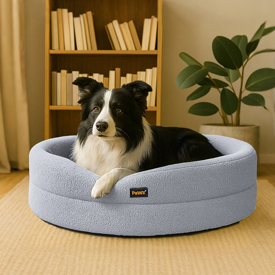 Orthopedic Memory Foam Calming Dog Bed with Bolstered Sides - Light Grey - Rivercity House & Home Co. (ABN 18 642 972 209) - Affordable Modern Furniture Australia