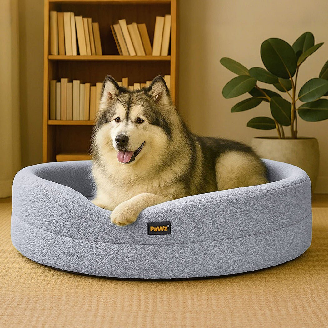 Orthopedic Memory Foam Calming Dog Bed with Bolstered Sides - Light Grey - Rivercity House & Home Co. (ABN 18 642 972 209) - Affordable Modern Furniture Australia