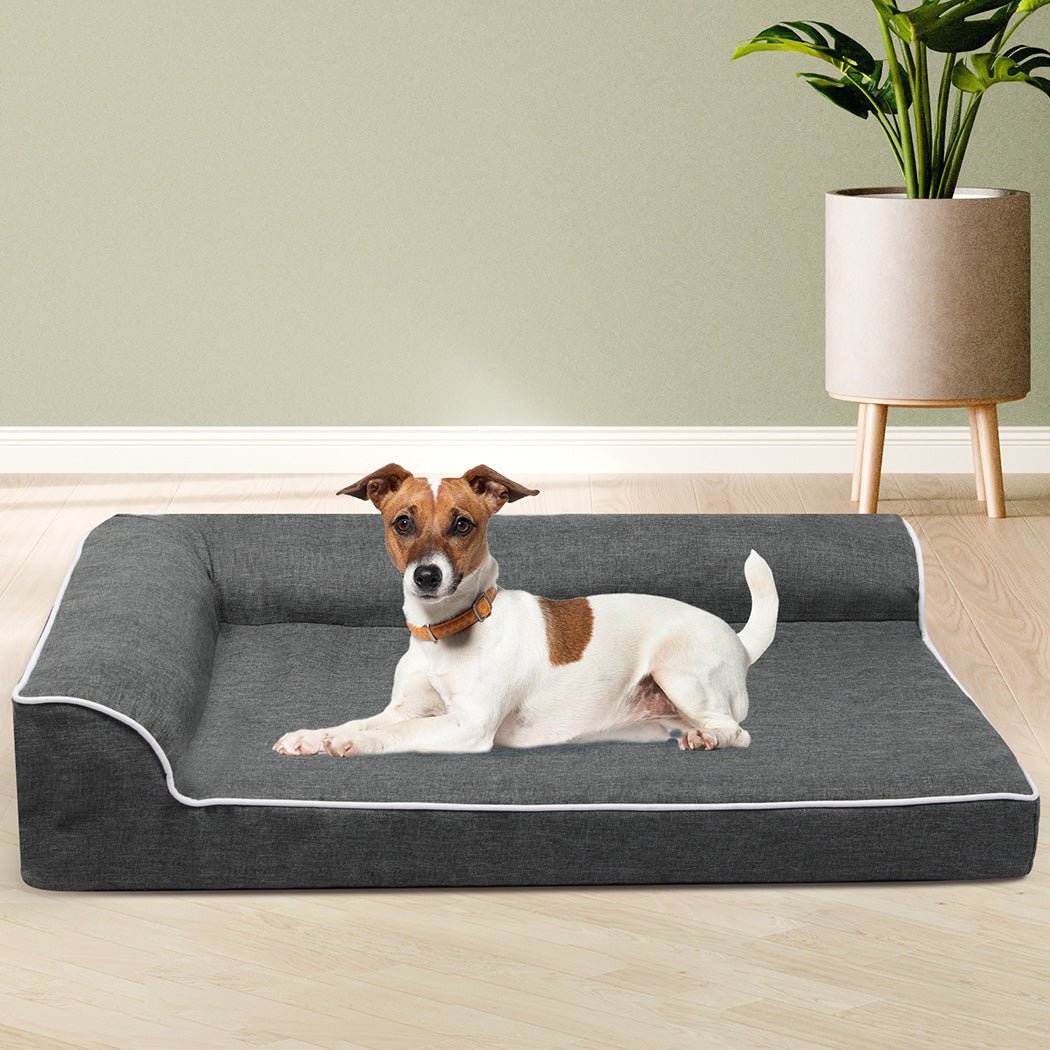 Orthopedic Memory Foam Dog Bed L with Bolster Support - Grey - Rivercity House & Home Co. (ABN 18 642 972 209) - Affordable Modern Furniture Australia