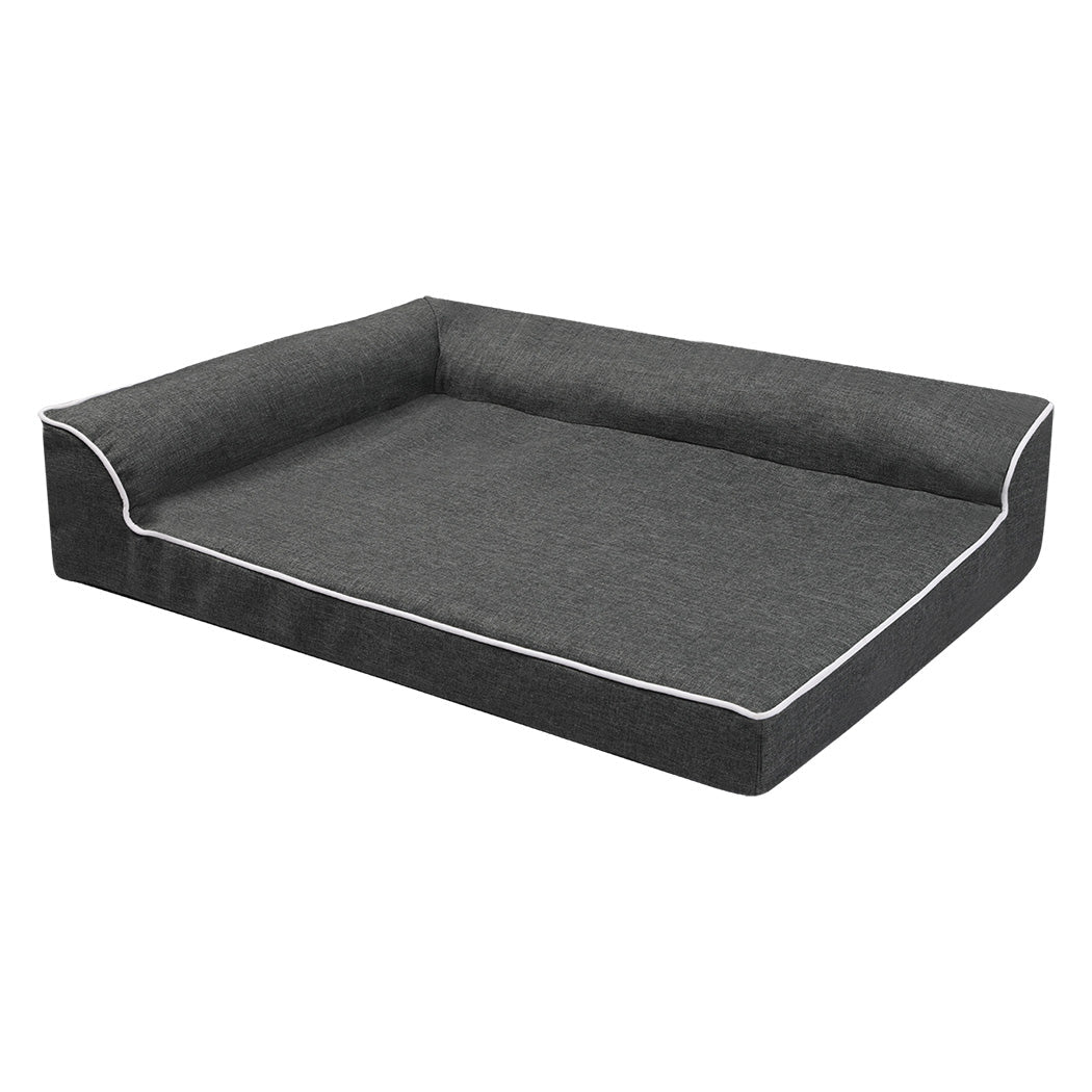Orthopedic Memory Foam Dog Bed L with Bolster Support - Grey - Rivercity House & Home Co. (ABN 18 642 972 209) - Affordable Modern Furniture Australia