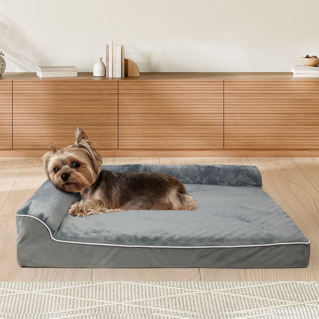 Orthopedic Memory Foam Dog Bed M with Neck Support - Grey - Rivercity House & Home Co. (ABN 18 642 972 209) - Affordable Modern Furniture Australia