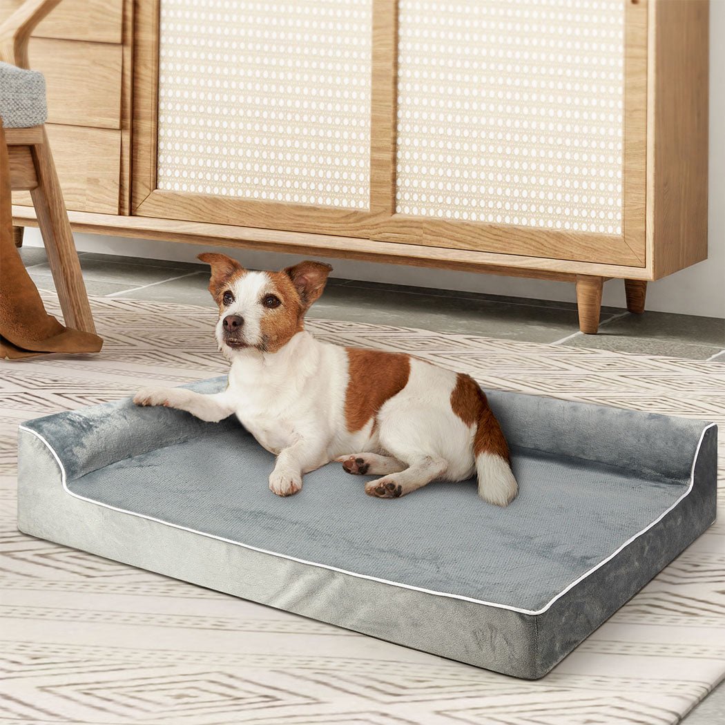 Orthopedic Memory Foam Dog Bed M with Neck Support - Grey - Rivercity House & Home Co. (ABN 18 642 972 209) - Affordable Modern Furniture Australia