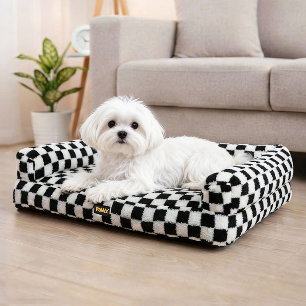 Orthopedic Memory Foam Dog Bed with Calming Sherpa Cover - Black & White - Rivercity House & Home Co. (ABN 18 642 972 209) - Affordable Modern Furniture Australia