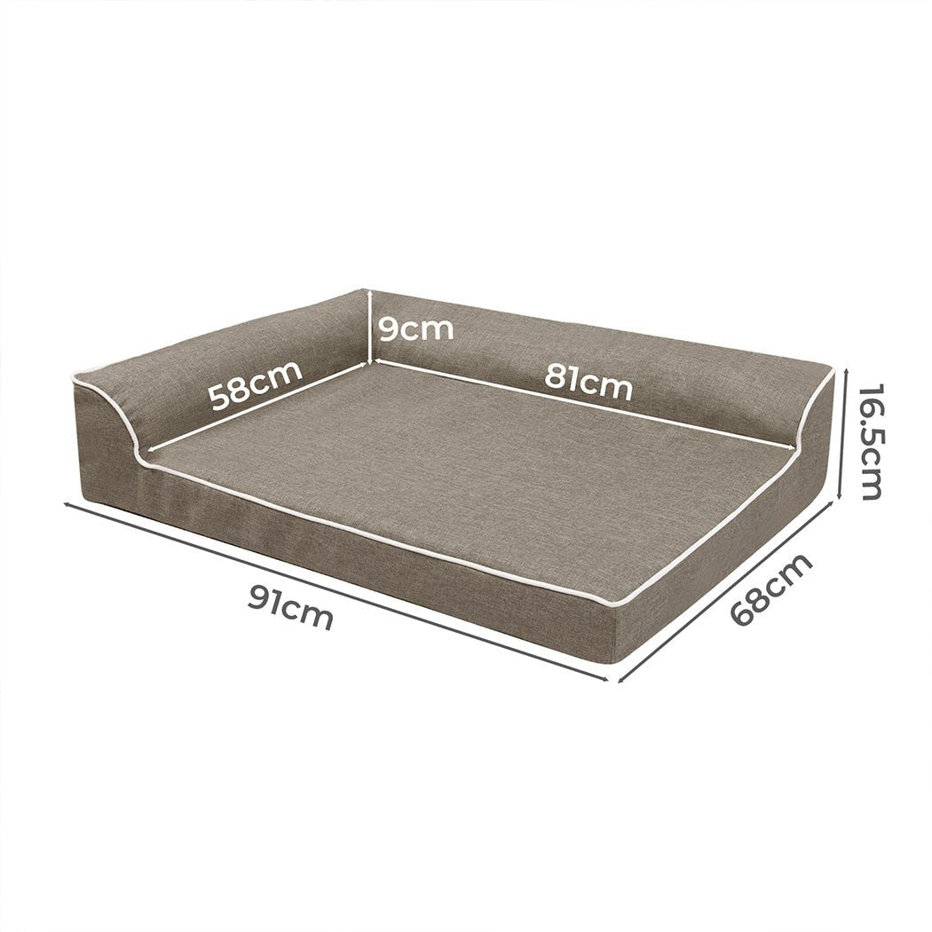 Orthopedic Memory Foam Dog Bed with L - Shaped Bolster - Coffee - Rivercity House & Home Co. (ABN 18 642 972 209) - Affordable Modern Furniture Australia
