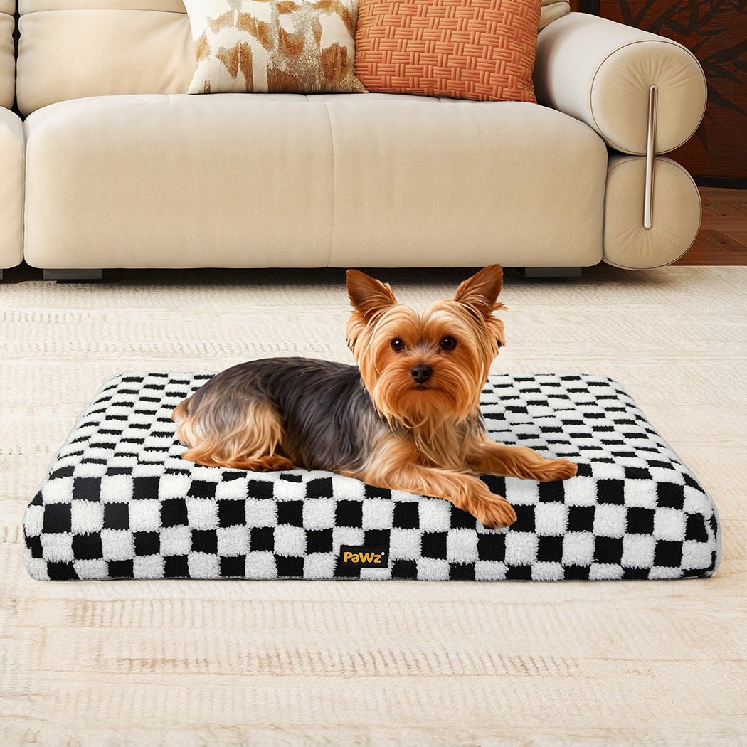 Orthopedic Memory Foam Dog Bed with Waterproof Sherpa Mat - Black and White - Rivercity House & Home Co. (ABN 18 642 972 209) - Affordable Modern Furniture Australia