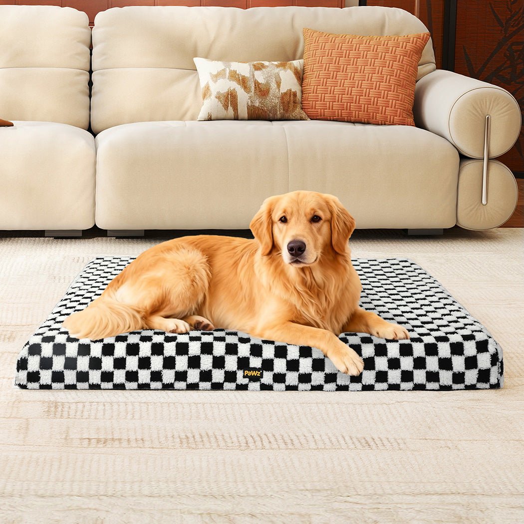 Orthopedic Memory Foam Dog Bed with Waterproof Sherpa Mat - Black and White - Rivercity House & Home Co. (ABN 18 642 972 209) - Affordable Modern Furniture Australia