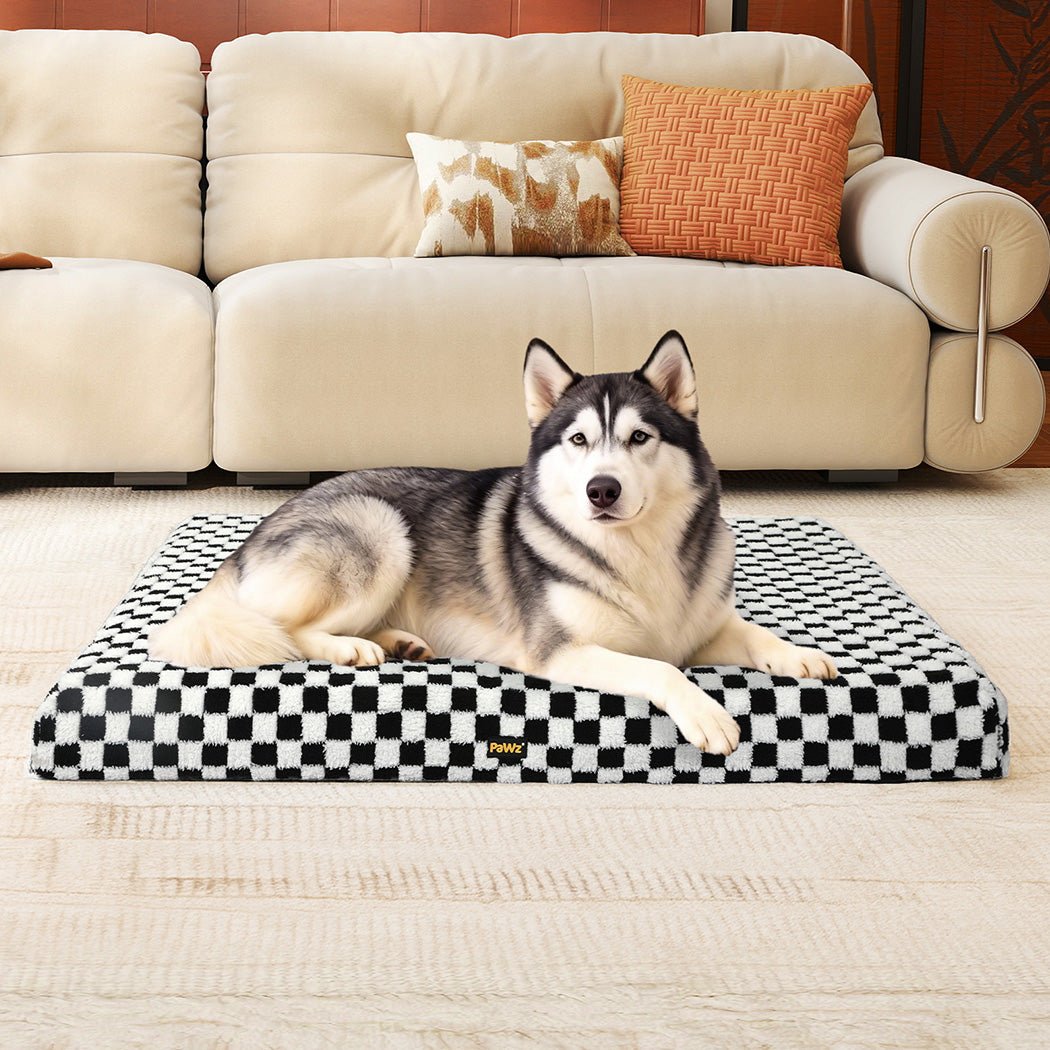 Orthopedic Memory Foam Dog Bed with Waterproof Sherpa Mat - Black and White - Rivercity House & Home Co. (ABN 18 642 972 209) - Affordable Modern Furniture Australia