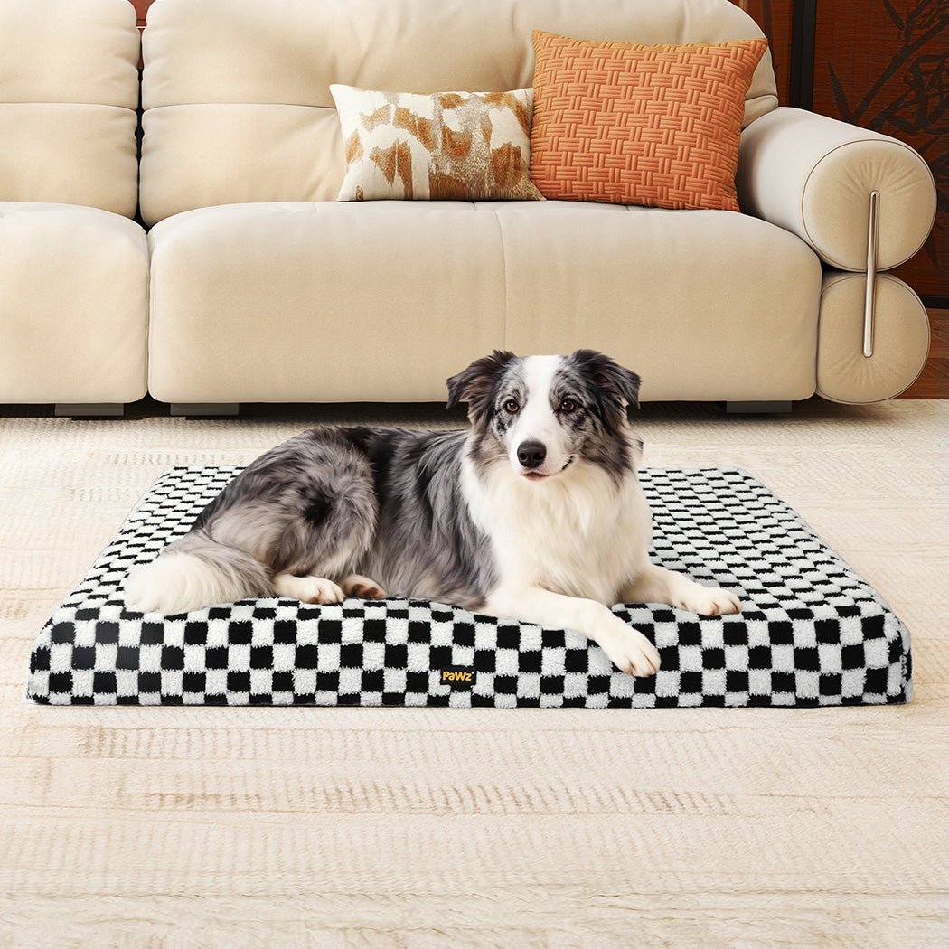 Orthopedic Memory Foam Dog Bed with Waterproof Sherpa Mat - Black and White - Rivercity House & Home Co. (ABN 18 642 972 209) - Affordable Modern Furniture Australia