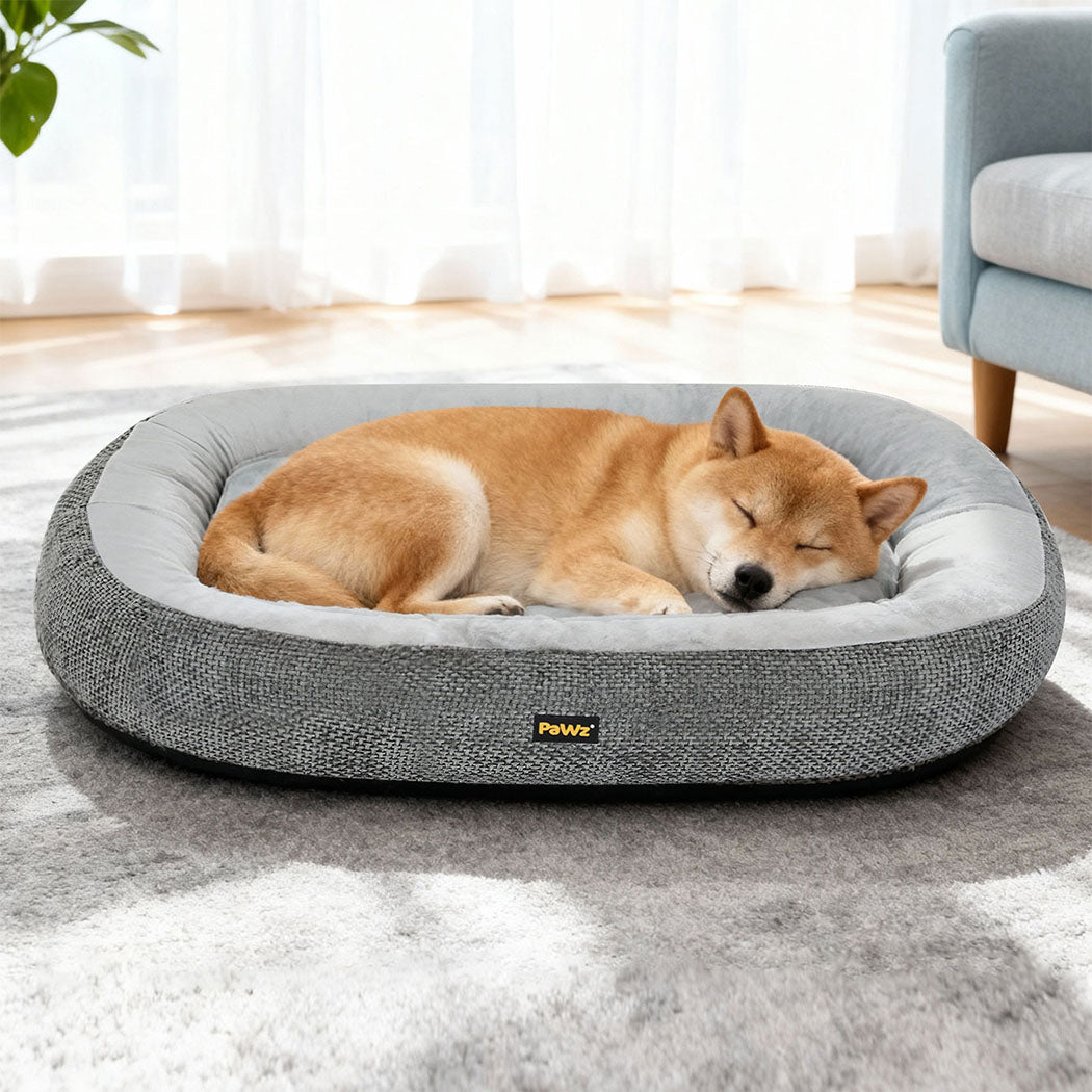 Orthopedic Plush Dog Bed with Non - Slip Base and Washable Cover - Grey - Rivercity House & Home Co. (ABN 18 642 972 209) - Affordable Modern Furniture Australia