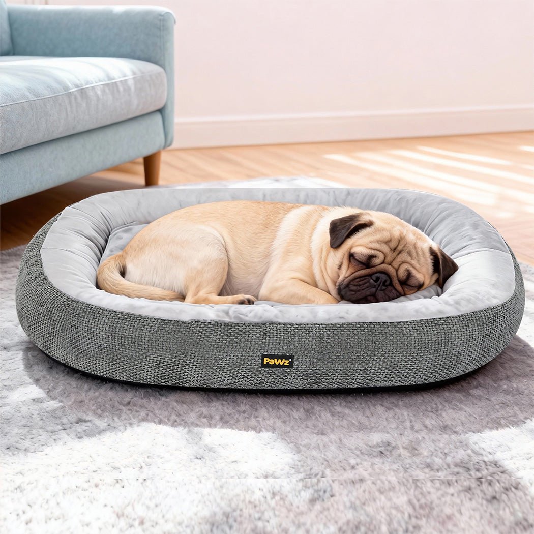 Orthopedic Plush Pet Bed with Non - Slip Base and Washable Cover - Grey - Rivercity House & Home Co. (ABN 18 642 972 209) - Affordable Modern Furniture Australia
