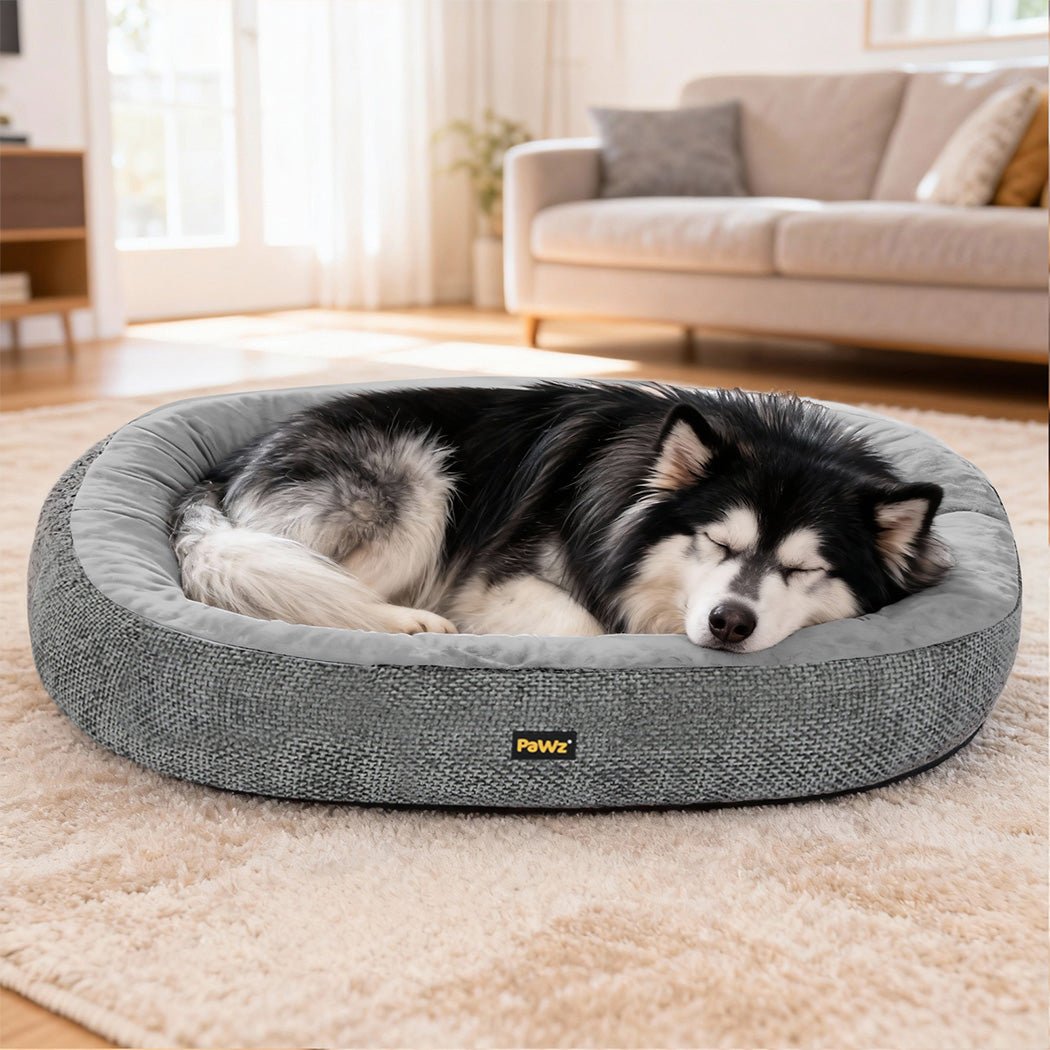 Orthopedic Plush Pet Bed with Non - Slip Base and Washable Cover - Grey - Rivercity House & Home Co. (ABN 18 642 972 209) - Affordable Modern Furniture Australia