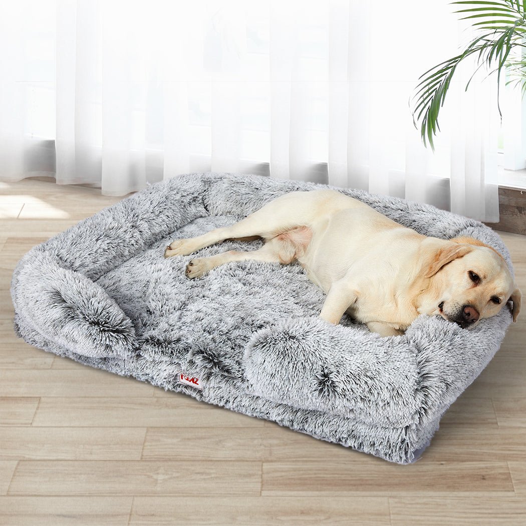 Orthopedic XL Dog Sofa Bed with Memory Foam Supportive Bolster - Grey - Rivercity House & Home Co. (ABN 18 642 972 209) - Affordable Modern Furniture Australia