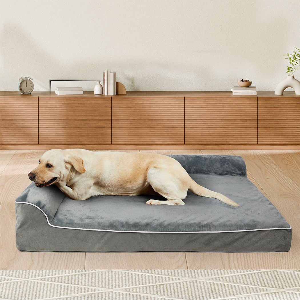 Orthopedic XXL Dog Bed with Memory Foam and Neck Support - Grey - Rivercity House & Home Co. (ABN 18 642 972 209) - Affordable Modern Furniture Australia